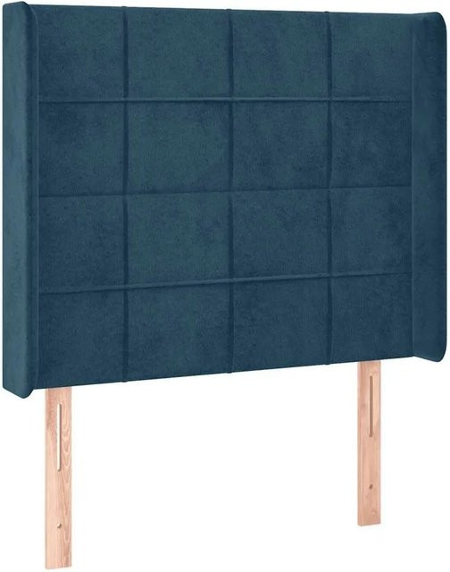 vidaXL Kopfteil mit Ohren in Dunkelblau aus Samt, Breite: 103 cm, Tiefe: 16 cm, Höhe: 118 bis 128 cm - Bild 1