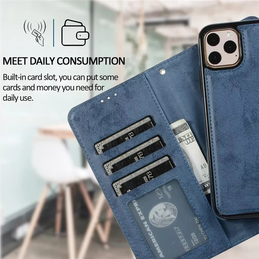 Luxus Leder Flip Wallet Karte Hülle für Apple iPhone 11 bis 16 Pro Max in Purple - Bild 3