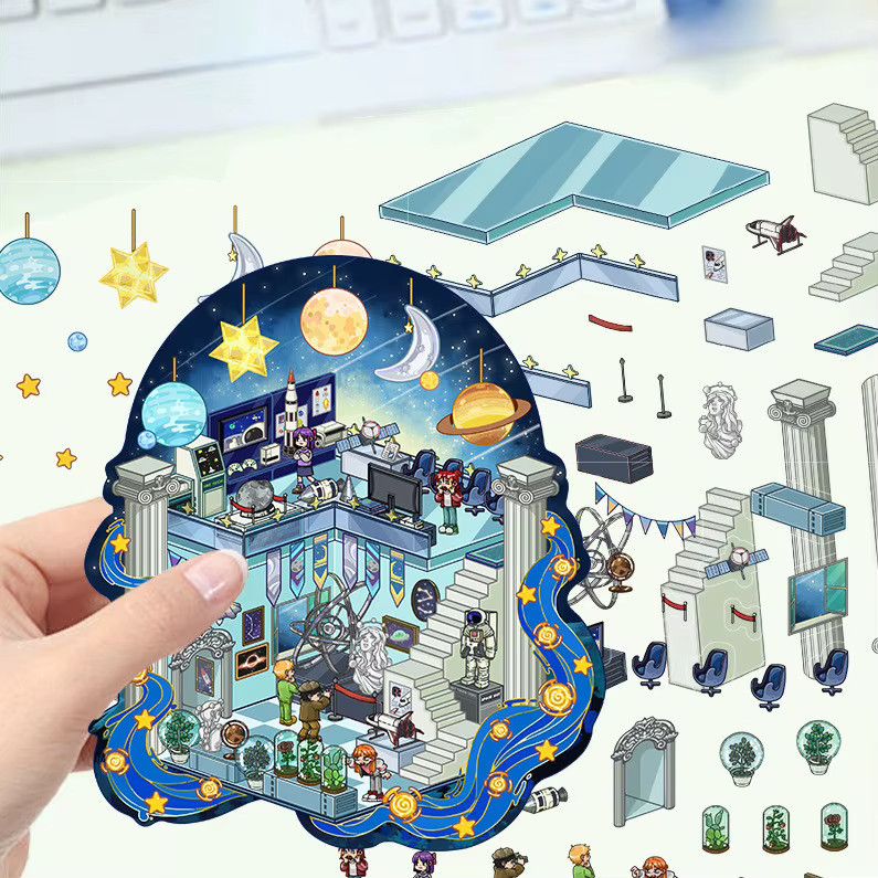Cartoon-Landschaftsaufkleber mit 3D-Stereo-Hütte für Vergnügungspark-Szenen in Multicolor von Anime Worlds Store - Bild 2