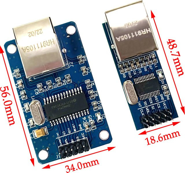 Si Tai&SH Mini ENC28J60 Ethernet LAN Netzwerkmodul in Blau für 51 AVR SPI PIC STM32 LPC - Bild 1