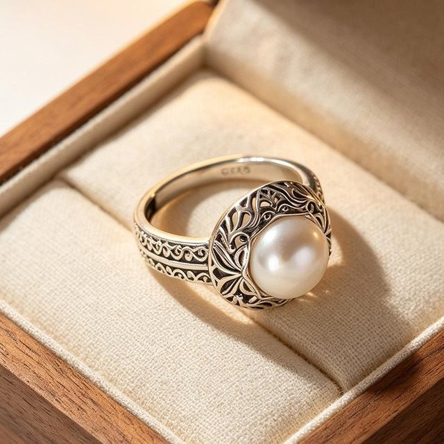 Panjbj Offener Fingerring, Kupfer, Perle, Zirkonia, Damen - Bild 1