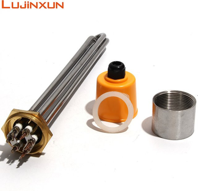 LUJINXUN DN40 Heizelement mit 47mm BSP Gewinde und Kupfergewinde für Wassertank, 220V/380V, Farbe: Gold - Bild 1