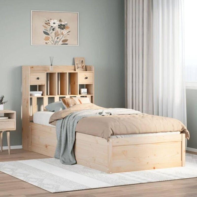 Massivholzbett Vidaxl aus Kiefer in Braun, Skandinavischer Stil, B/T/H: 90 x 190 x 110 cm - Bild 1