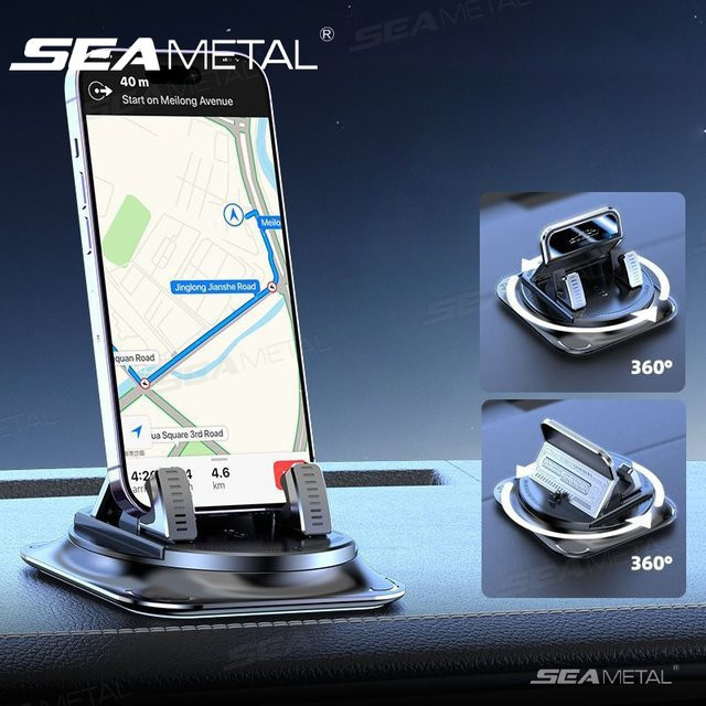 SEAMETAL Auto-Handyhalterung für das Armaturenbrett mit 360 Grad drehbarem Saugnapf und rutschfester Basis in Schwarz - Bild 1