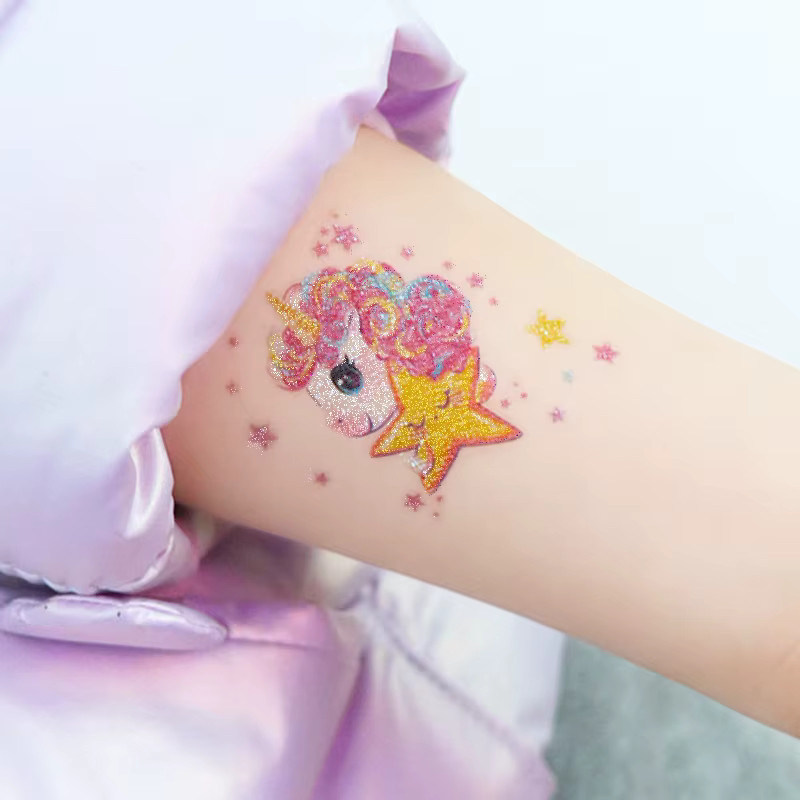 ROCOOART Einhorn-Temporäre Tattoos, 12 Blatt, Glitzer, Kinder - Bild 1