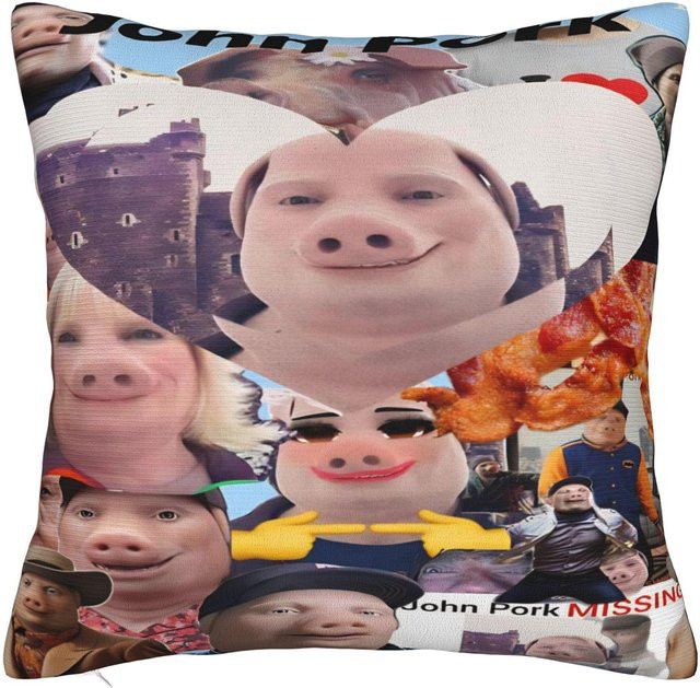 ZX Blanket John Pork Kissenbezug mit Grafikdesign, Mehrfarbig, B/H: 40 x 40 cm - Bild 1
