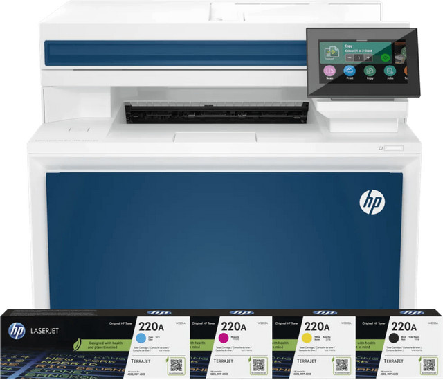 HP Color LaserJet Pro MFP 4302dw Multifunktionsdrucker in Weiß mit Toner-Ersatzset und WLAN-Funktion - Bild 1