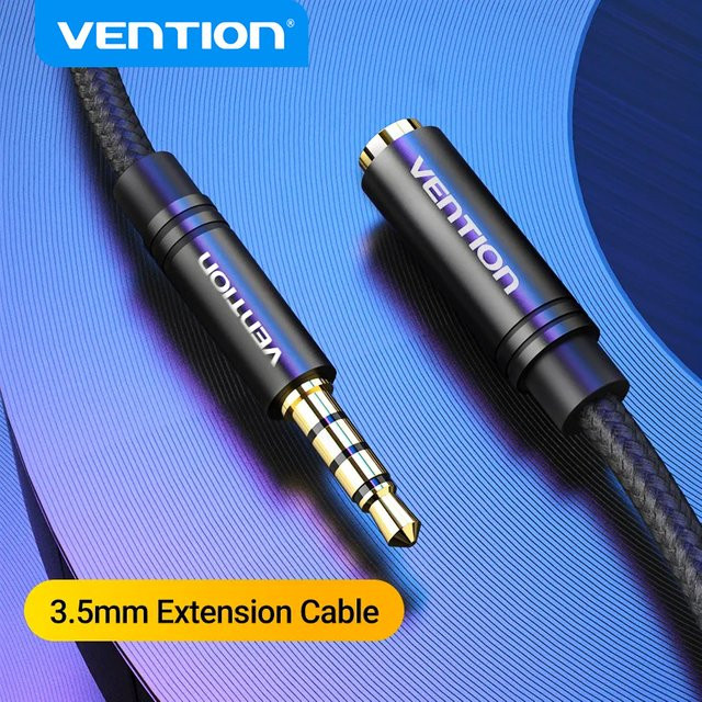 Vention 3,5 mm Aux-Verlängerungskabel in Schwarz für Kopfhörer, Lautsprecher und Stereo-Geräte - Bild 1