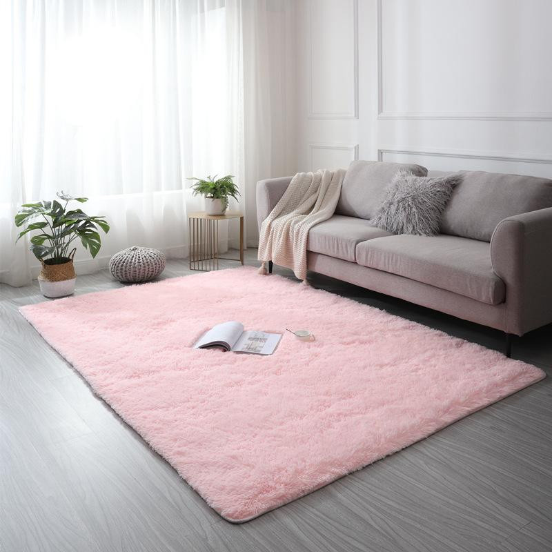 Yiran Furniture Moderner Teppich Rosa, Flauschiger Polyester Bodenbelag Rutschfest für Salon, Flur, Schlafzimmer und Lounge, B x T: 160 x 200 cm - Bild 1