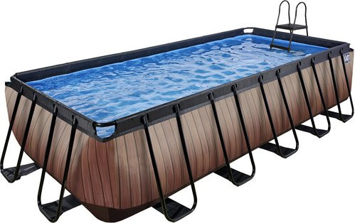 EXIT Toys Wood Pool rechteckiges Aufstellbecken in Braun mit Sandfilterpumpe, B/T/H: 250 x 540 x 122 cm - Bild 1