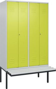 C+P PSA Doppel-Spind Classic PLUS Sitzbank mit 4 Abteilen und auskragender Kunststoff-Sitzfläche, B/T/H: 212,0 x 120,0 x 81,5 cm - Bild 1