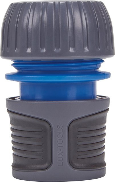 LUX-TOOLS Schlauchstück mit Wasserstopp und Flow Control, 19 mm (3/4 Zoll), Grau - Bild 1
