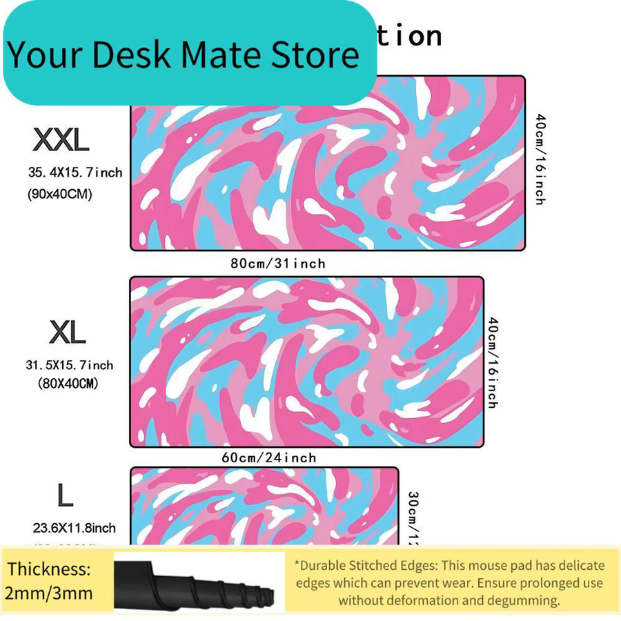 Art Vortex Texture Mauspad als große Schreibtischunterlage für Gaming und Büro, B/T: 900 x 400 mm - Bild 2