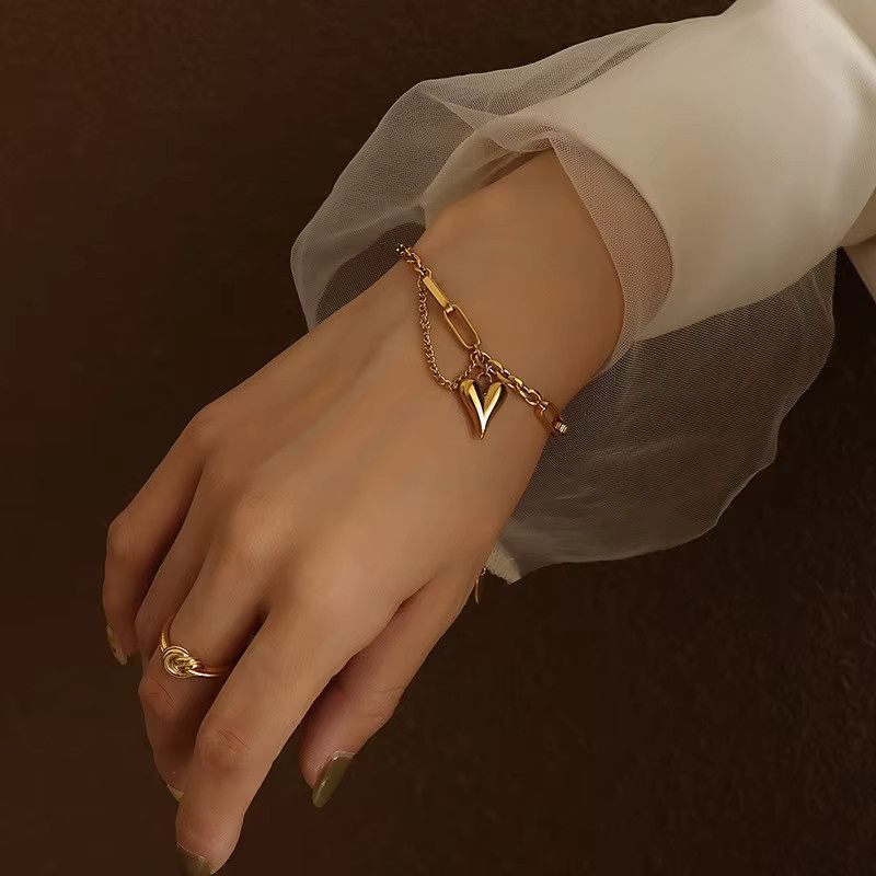 LUXUKISSKIDS Armband, Herz-Gliederkette, Gold, Damen - Bild 2