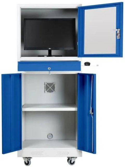 PROREGAL Industrie-PC-Schrank Bear aus Metall in Grau-Blau, H x B x T: 170 x 68 x 60 cm - Bild 1