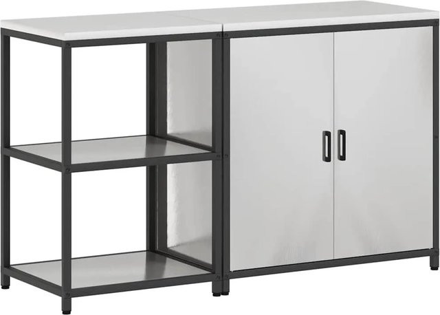 vidaXL Aufbewahrungsset für die Küche aus Metall mit 2 Regalen in Silber Matt - Bild 1