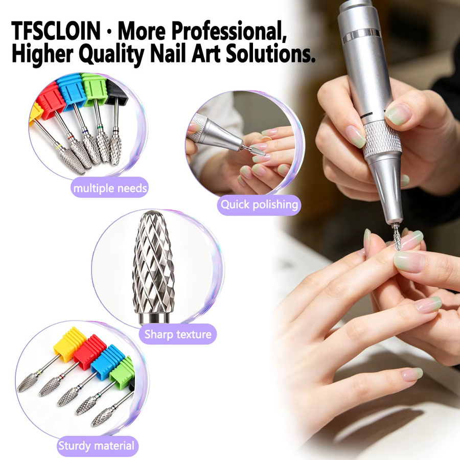 TFSCLOIN Hartmetall-Flammenfräser-Nagelbohrer, 5 Stück, für Hände und Füße - Bild 6