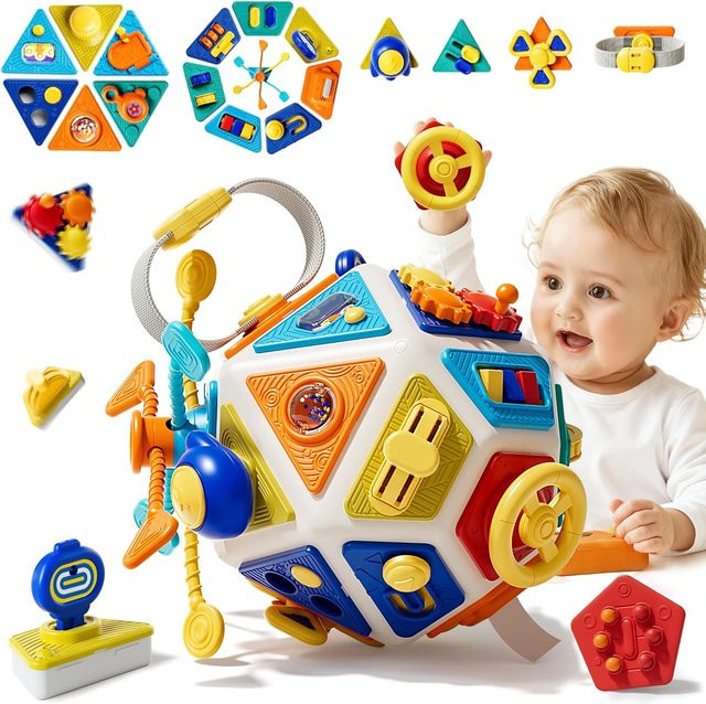 BizyKoady Kleinkind Beschäftigt Board Aktivität Cube, 22-teiliges Set, ab 1 Jahr - Bild 1