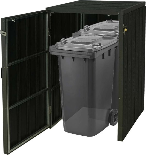 MCW WPC-Mülltonnenverkleidung J28 Mülltonnenbox in Anthrazit, B/T/H: 117 x 80 x 105 cm - Bild 1