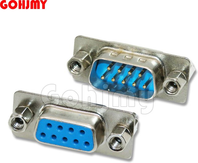 GOHJMY 10er Set DB9 D-Sub PCB Mount RS232 Serielle Anschluss Buchsen in Blau mit Schrauben und Muttern (männlich/weiblich) - Bild 1