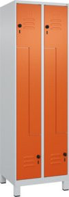 C+P Z-Spind Classic PLUS mit 4 Fächern, Füße, Grau/Orange, H x B x T: 195 x 60 x 50 cm - Bild 1