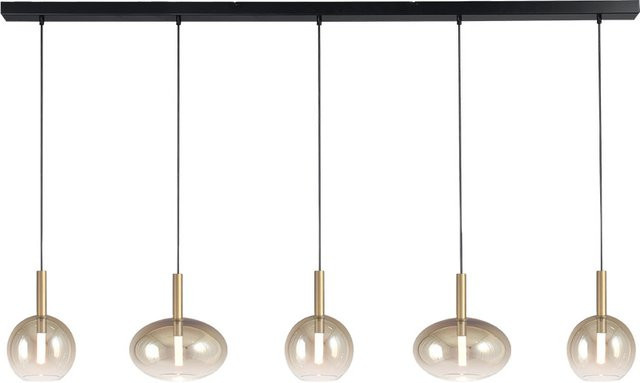 Masterlight Lido LED-Pendelleuchte 5-flammig in Gold mit transparenten Glaselementen - Bild 1