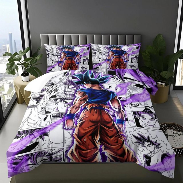 Binchi Fitness Anime Bettwäsche Set Dragon Ball mit Bettbezug und Kissenbezügen, Mehrfarbig, B/H: 135 x 200 cm - Bild 1