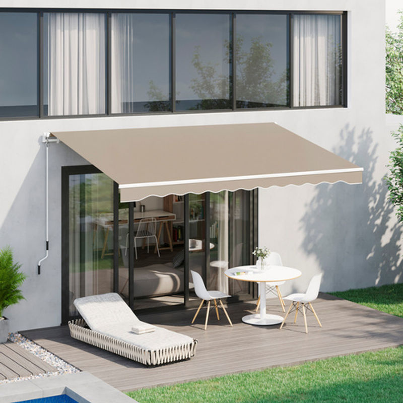 Outsunny Fenstermarkise mit Handkurbel in Weiß, Wandmontage, B/T/H: 395 x 350 x 245 cm - Bild 4