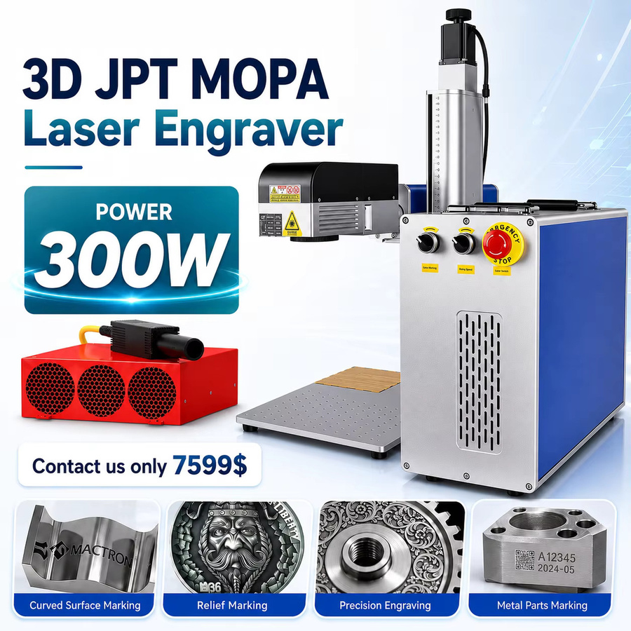 JPT 3D-Relief-Gravierer MOPA Faserlaser-Markiermaschine mit dynamischem Autofokus für Edelstahl, Gold und Silber - Bild 2
