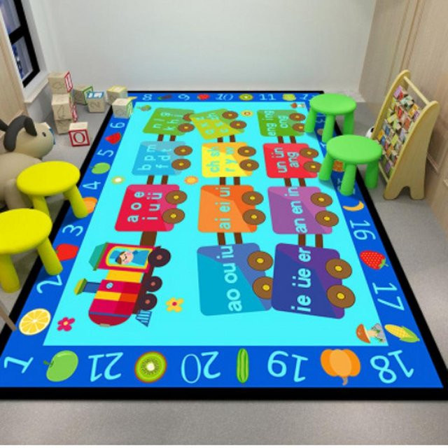 Cartoon Kinderteppich mit Kinder-Motiv für Kinderzimmer und Kindergarten, rutschfest und pflegeleicht, Mehrfarbig, B: 120 cm, L: 160 cm - Bild 1