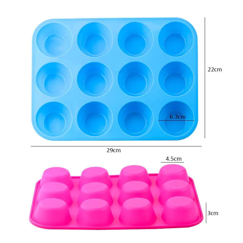 Venlohome Silikon-Muffinform in Rot mit 12 Fächern, antihaftbeschichtetes Cupcake-Tablett für Muffins, Cupcakes und Gebäck - Bild 6