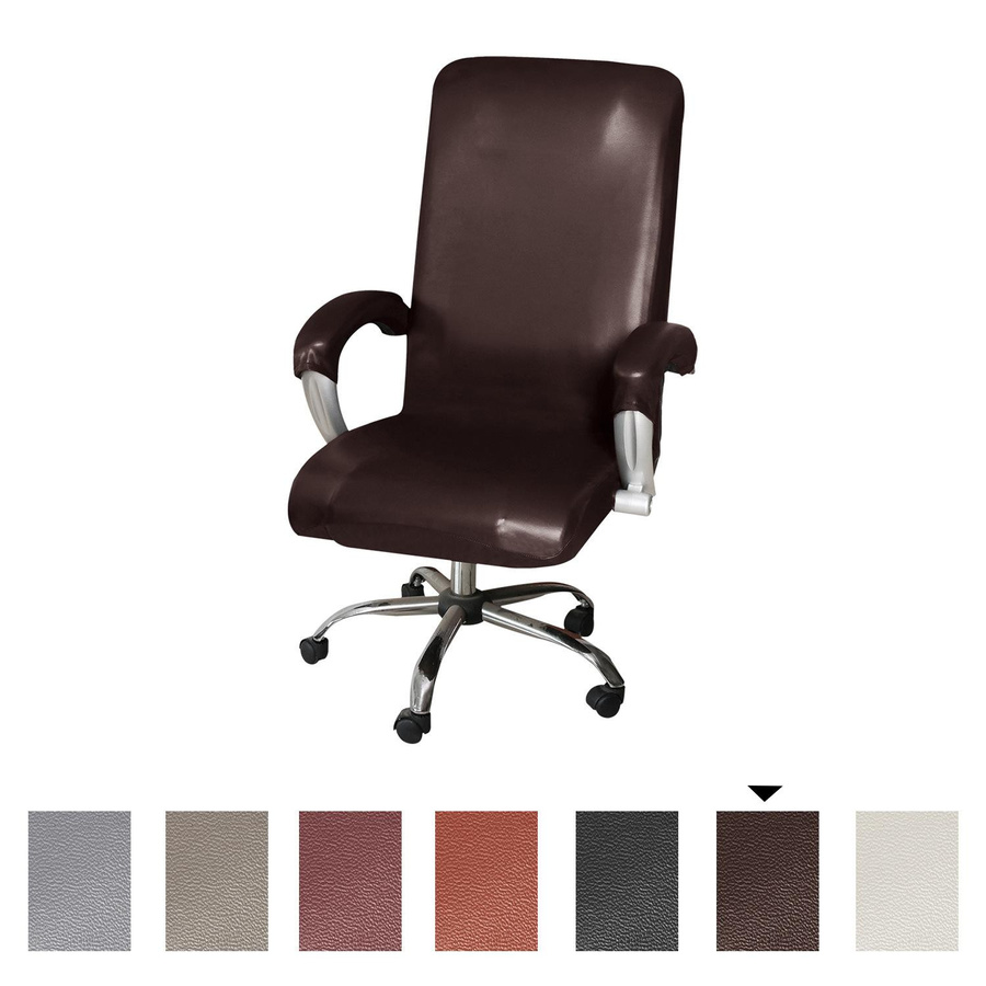 Wasserdichter Bürostuhlbezug aus PU-Leder mit Armlehnenbezügen von Cozy Up Home für Drehstühle und Schreibtischstühle mit hoher Rückenlehne, B: 60,2 cm, T: 58,2 cm, H: 80 cm - Bild 1
