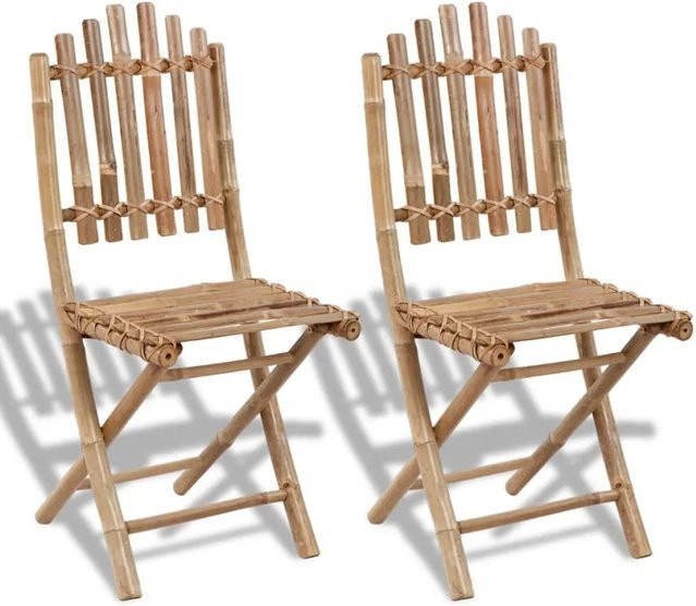 Furnicato Gartenstühle aus Bambus, 2er Set, Braun, Klappbar, B/T/H: 42 x 42 x 92 cm, 42 x 42 x 110 cm - Bild 1
