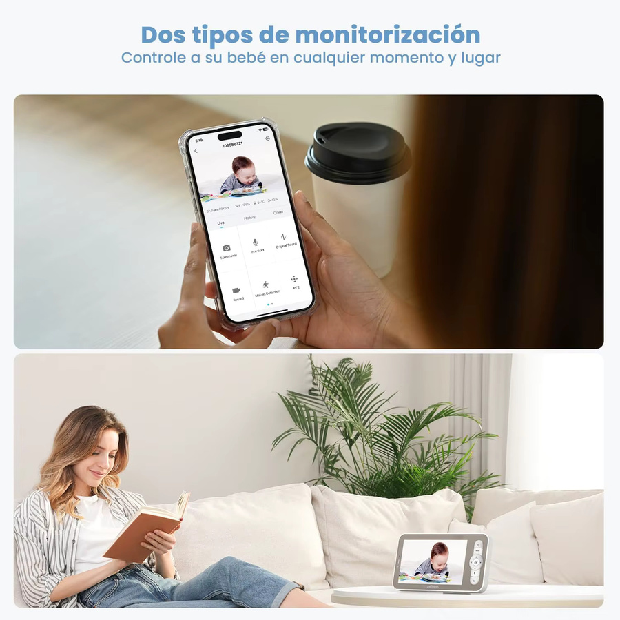 ieGeek 2K/3MP Babyüberwachungskamera mit 5 Zoll Display, 360 Grad PTZ, Dual-Screen-Vorsicht und Bewegungserkennung, Weiß - Bild 2