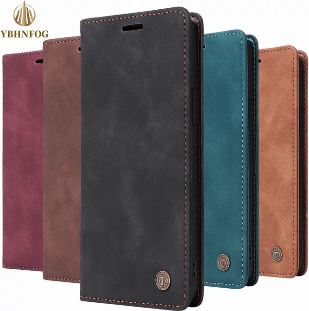 Leder-Brieftaschenhülle für Samsung Galaxy S25 S26 S24 S23 S22 S21 S20 S10 S9 S8 Note 20 Ultra Pro Flip in Schwarz - Bild 1