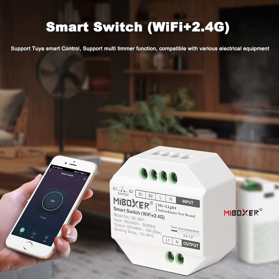 MiBoxer WL-SW1 LED Controller Smart Switch mit Wifi und 2,4G RF Dimmer für Tuya App und Sprachsteuerung, Farbe Weiß - Bild 2