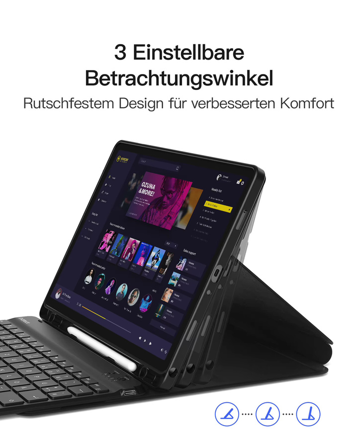 Samsung Hülle mit Tastatur für Galaxy Tab A9+ / A9 Plus 11 Zoll (2023), Schwarz - Bild 4
