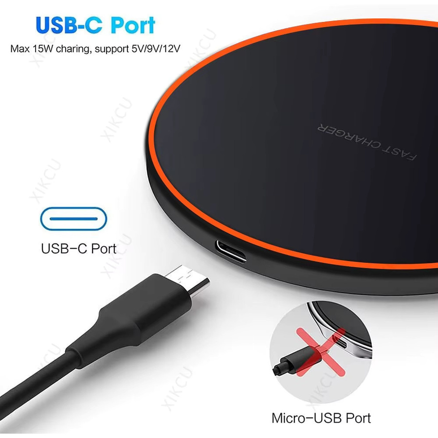 XIKCU Kabelloses LED-Ladepad mit Telefonhalterung für iPhone, Samsung und Xiaomi, Induktiver Schnellladeständer, Schwarz - Bild 3