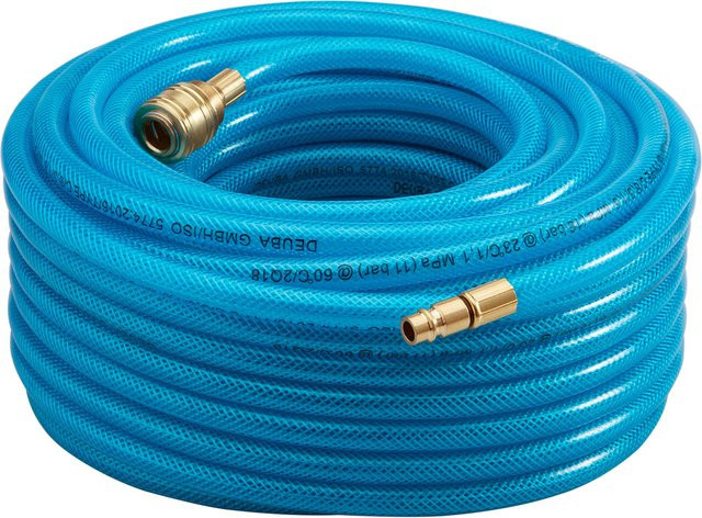 Deuba Druckluftschlauch in Blau mit Schnellkupplung und Stecker, 30 m - Bild 1