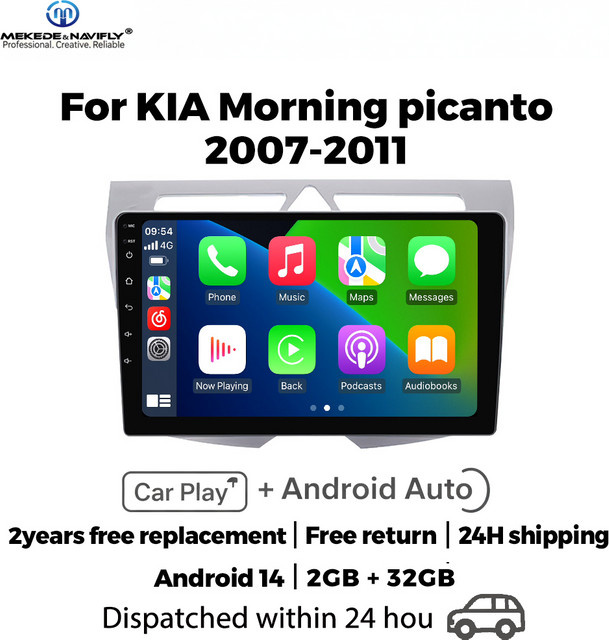 MEKEDE & NAVIFLY Carplay 2Din Autoradio Multimedia-Player für Kia Morning Picanto 2007-2010 in Schwarz - Bild 1