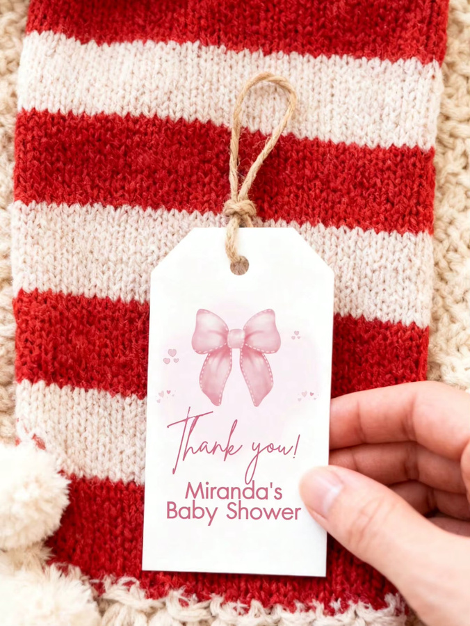 Personalisierte Babyparty-Geschenkanhänger in Blau und Rosa, 60 Stück Dankesetiketten aus Papier für deine Partygeschenke, Maße: 5,08 x 7,62 cm - Bild 3