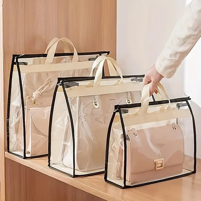 DUTRIEUX Staubbeutel für Handtaschen und Geldbörsen, transparenter Aufbewahrungsorganisator mit Reißverschluss, Grau - Bild 1