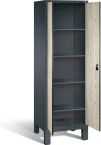 C+P Wäsche-Spind Evolo mit Front in Dekor Sen-Esche und Korpus in Anthrazitgrau, H x B x T: 185 x 61 x 50 cm - Bild 1