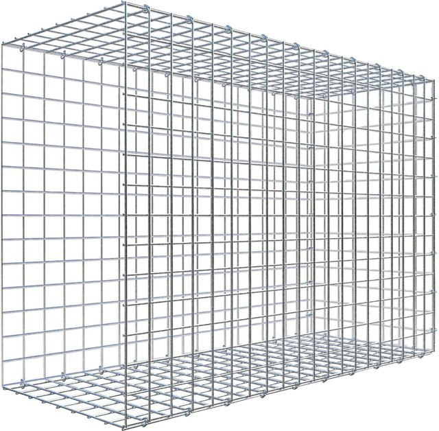 Gabiona C-Ring Anbaukorb Typ 2 in Silbergrau mit einer Maschenweite von 5 x 5 cm, B/H/T: 70 x 100 x 40 cm - Bild 1