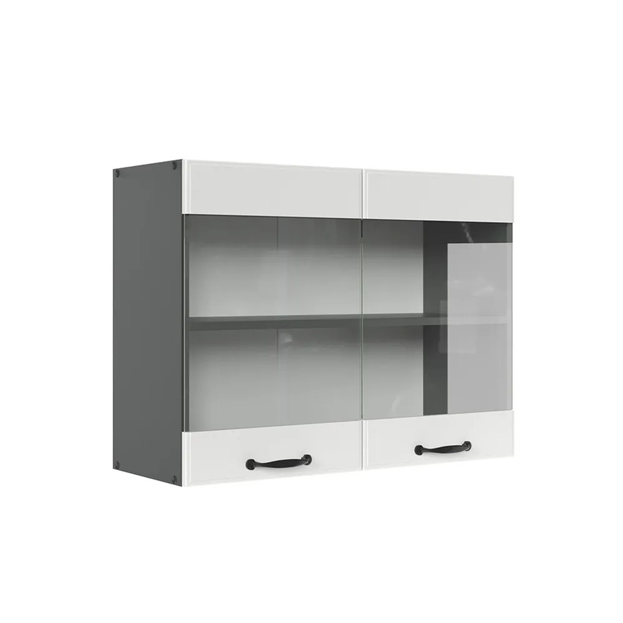 Vicco R-Line Küchenglasschrank Glashängeschrank Landhaus Stil Weiß Anthrazit B: 80 cm, H: 60 cm, T: 31 cm - Bild 2