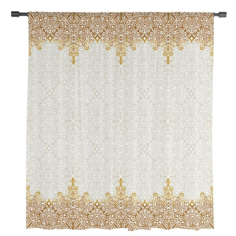 Yiran Furniture Transparenter Vorhang im Böhmischen Retro-Stil aus Organza Voile in Gelb, Breite: 135 cm, Höhe: 115 cm - Bild 1