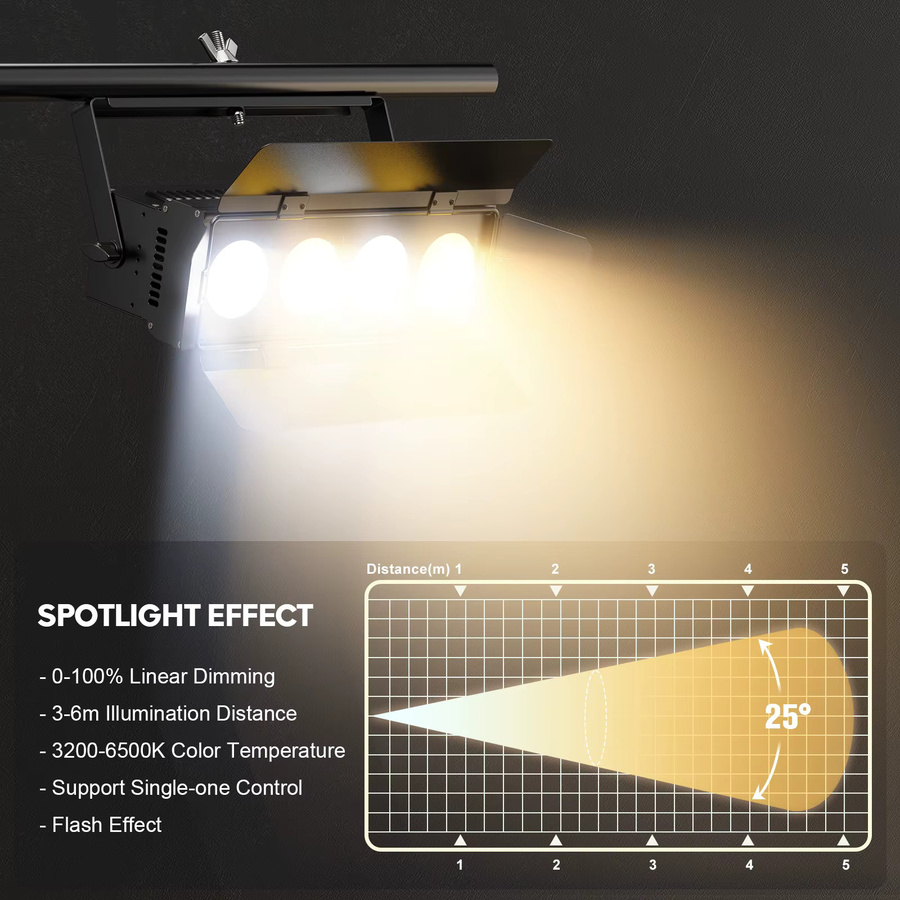 U'King 2er-Set COB LED Par Licht 200W mit Scheunentüren, RGBW und Warmweiß/Kaltweiß, DMX512 Bühnenlicht für DJ, Party, Konzert und Hochzeit, Schwarz - Bild 4