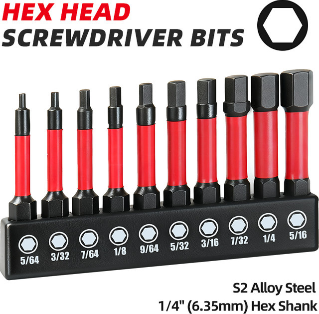 Onmaiwei Sechskant-Inbusschlüssel-Bit-Set mit magnetischem 1/4 Zoll Sechskantschaft, metrisch und SAE, 50–100 mm Länge - Bild 1