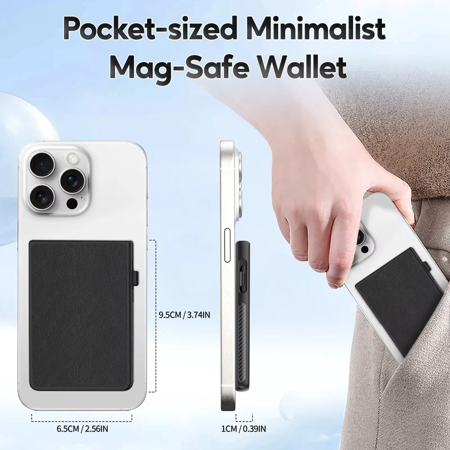 MagSafe Handy-Geldbörse mit automatischem Pop-Up-Kartenhalter in Schwarz für iPhone 14, 15, 16 und Samsung - Bild 3