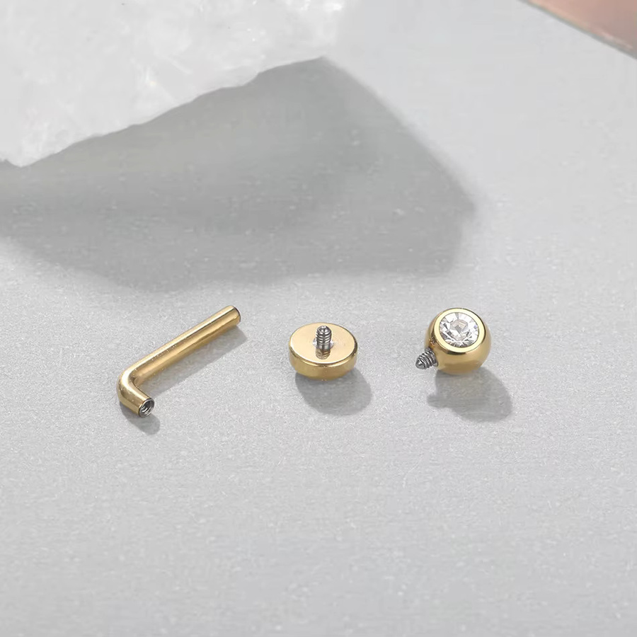 Xpircn Piercing, Titan, Gold Farbe, Zirkon, Unisex, 14G - Bild 3